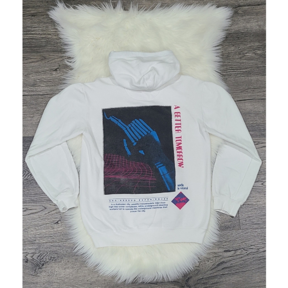 White Hoodie with Retro Graphics